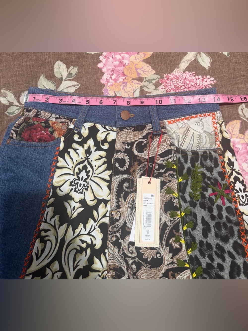 Alice + Olivia Weezy Mixed Media High Rise Wide Leg Jeans - Picture 8 of 9